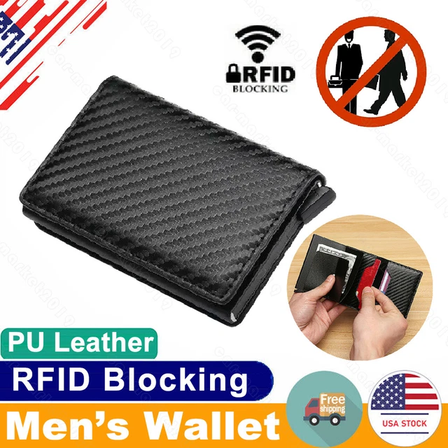 Mens RFID Blocking Pop Up Credit Card Money Cash Clip Holder Wallets Purse Gifts
