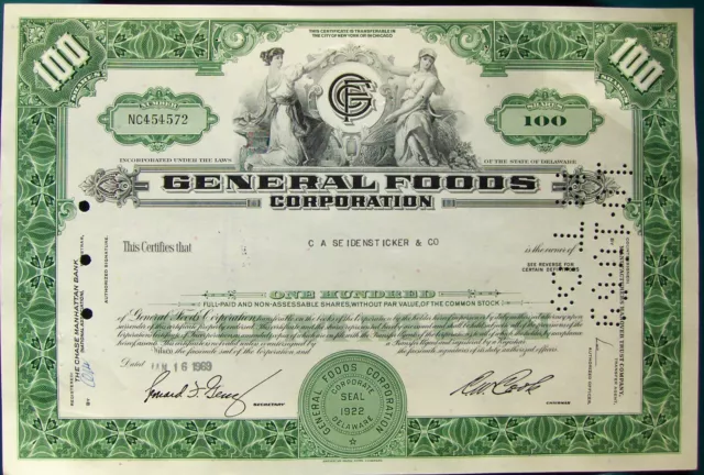 Lot of 10 stock certificates General Foods Corp. may be in sequence (B65)