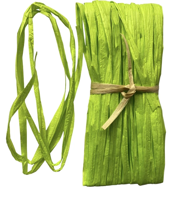 Cinta de papel Raffia para regalos decoración libro de recortes hágalo usted mismo artesanías verde manzana 1m 20m