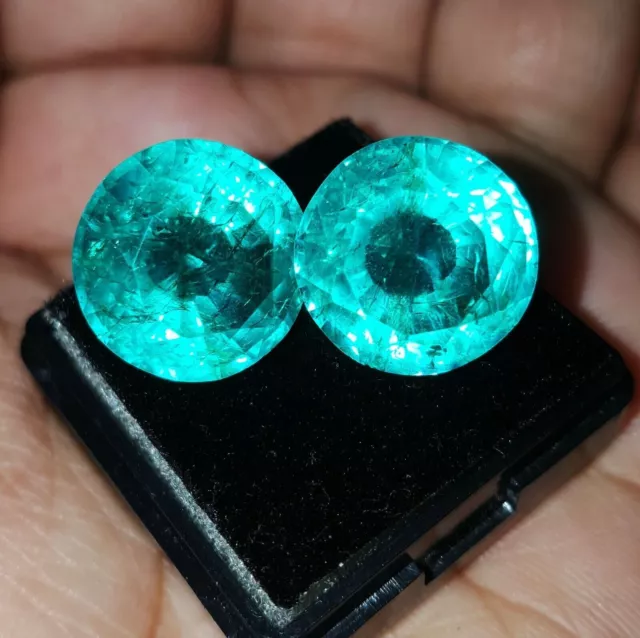 Natural Colombian Emerald Pair 8-10 Cts Loose Gemstone Certified Round Cut GE03 2