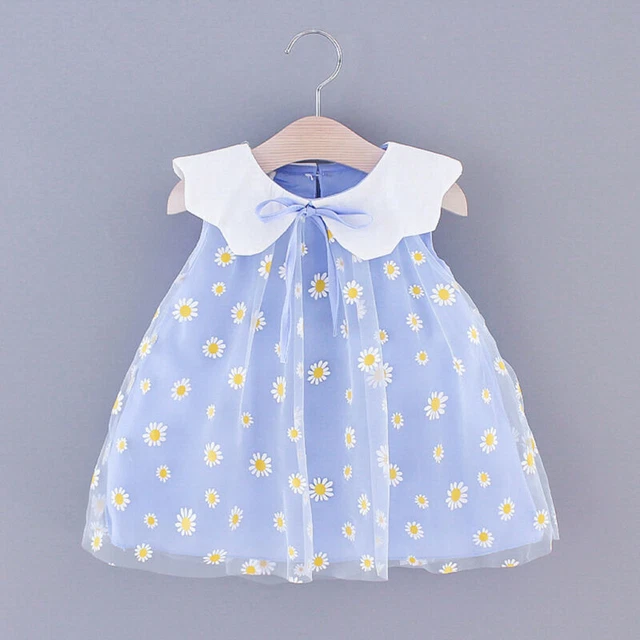 Toddler Baby Girls Ruffle Princess Dress Sleeveless Kids Summer Floral Bow Skirt 4