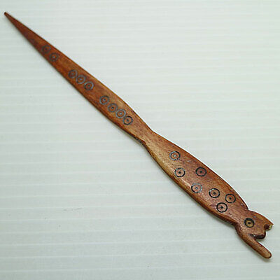 Collectible Antique Handmade Old Naga Tribal Bone Hairpin Human Design