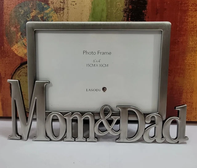Lasody picture frame Mom & DadPewter Finish Metal Stand UP , 6"× 4"
