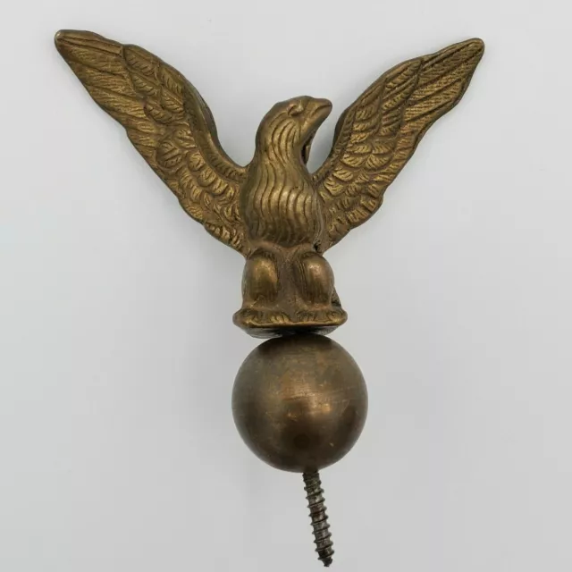 Eagle Finial Flag Pole Topper Globe Antique bird wings flight Vintage old brass