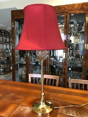 Vintage Ornate Brass & Crystal Tall Table Lamp, 21 3/4" Tall (Bottom to Socket)