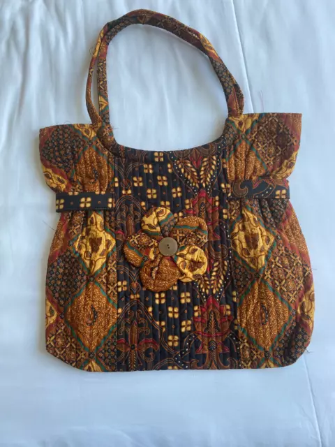 Bag Purse Pocket Tote Java Black Brown New Fabric Cloth Batik Bali Indonesia #3