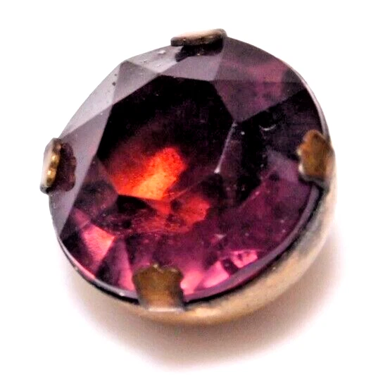 Antique Vtg Purple Glass Jewel Charmstring BUTTON NICE #J1