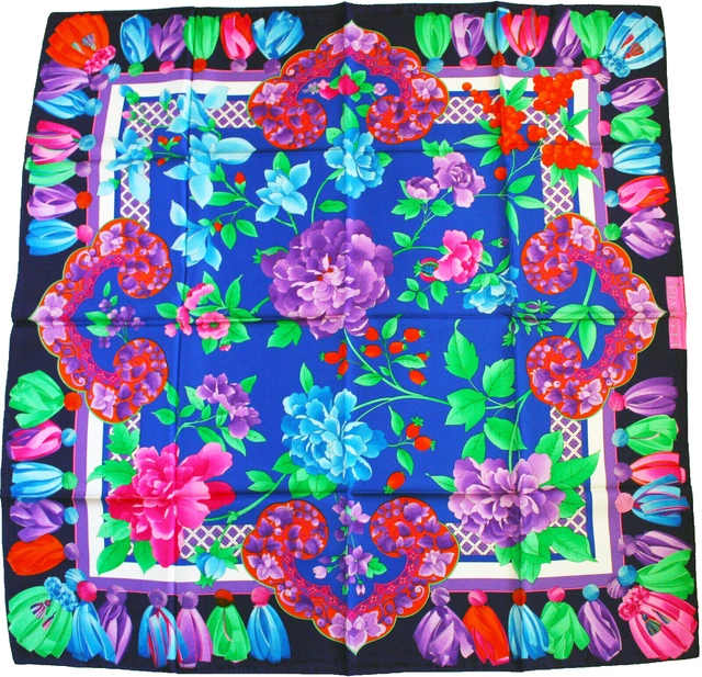 Foulard En Mousseline De Soie Léonard Occasion - Écharpe Femme Multicolore - Accessoire De Luxe