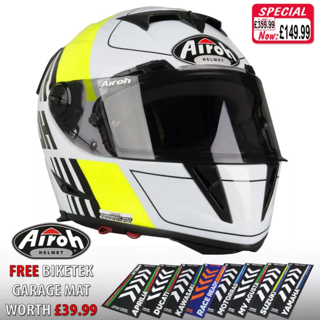 Airoh Gp500 Motorradhelm Vollgesicht Carbon Track Helm Kratz Gelb Glänzend