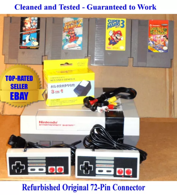 Nintendo NES Console Bundle + Super Mario Bros 1 2 3 & Double Dragon -Guaranteed