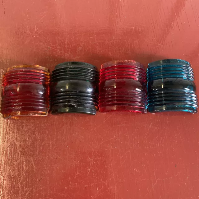 1940 's 1950 's VINTAGE MARINE RED & GREEN PORT & STARBOARD GLASS LENS LOT (4)