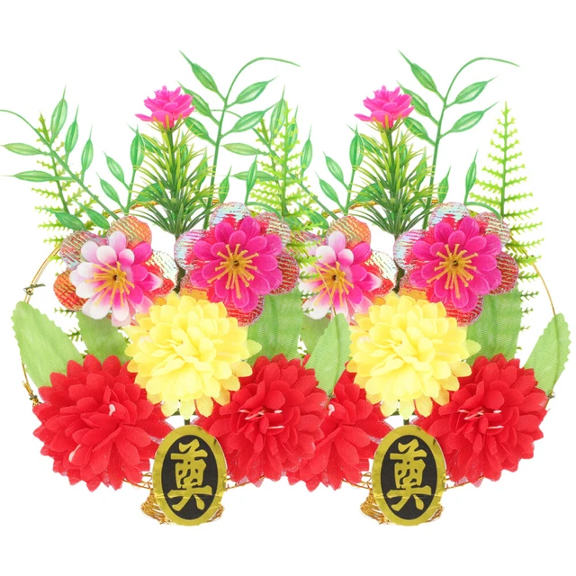 2 Pcs Grave Decorations Cemetery Headstones Graves Artificial