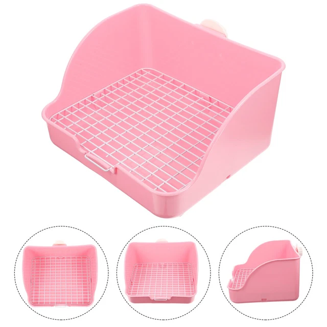 Caja de inodoro para hámster caja de arena para conejos sartén jaula para conejos de plástico