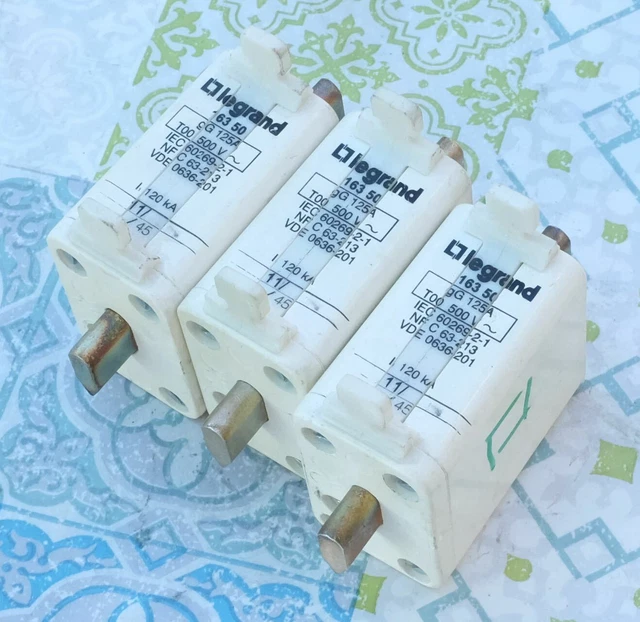 3X Legrand 0 163 50 Cartouche à couteau 125A type gG taille 00 500V Lot de 3