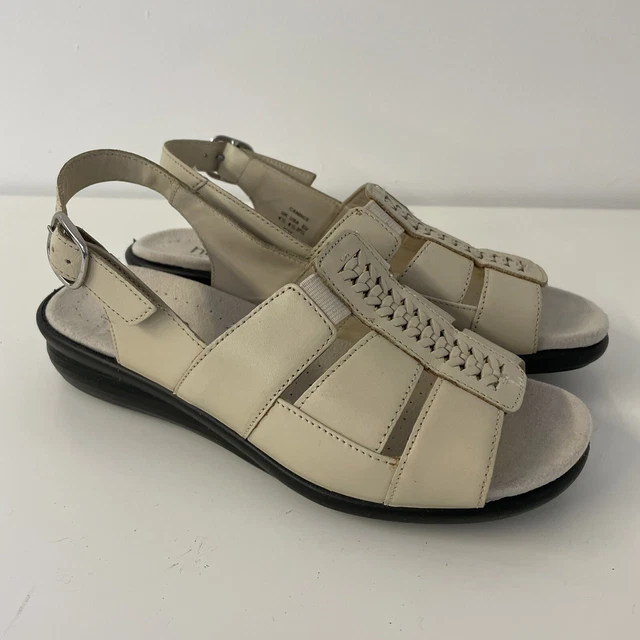 HOTTER CANDICE EXF Sandals Beige Leather Slingback Straps Comfort Flat Size 4.5 30.00 PicClick UK
