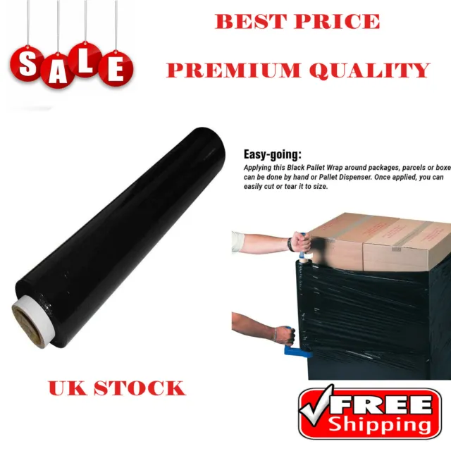 Black Strong Rolls Pallet Stretch Shrink Wrap Parcel Packaging Cling Film Wrap