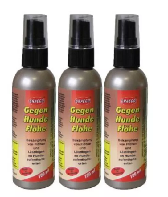 3 x 100ml Braeco gegen Hunde Flöhe Spray Flohschutz Flohmittel Made in Germany