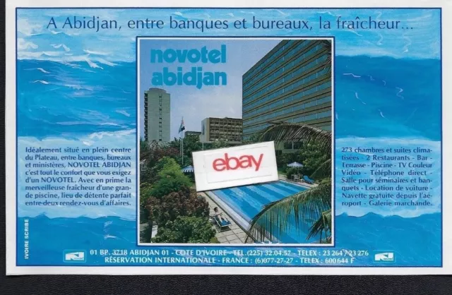 Novotel Abidjan Hotel 273 Rooms 2 Restaurants Pool 1988 French Africa Ad