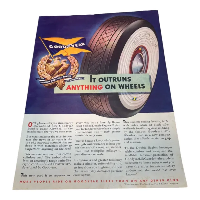 Vintage 1938 Goodyear Tire Print Ad 8.5” X 11.5” C.07