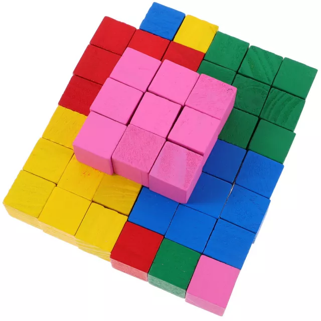 200 Wooden Building Blocks Rainbow Cube Stacker Educational Toys-GV