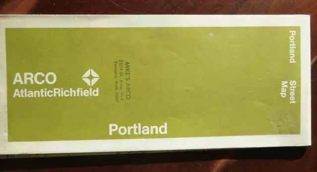 1970 Portland street  map ARCO oil  gas Oregon Vancouver Washington Tiguard