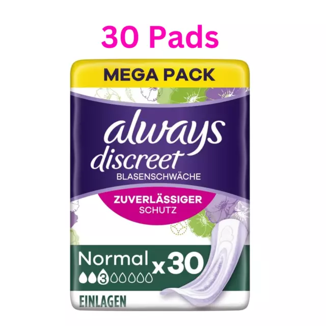 Always Discreet Inkontinenz-Slipeinlagen Damen,Normal Mega Pack (30 Binden)