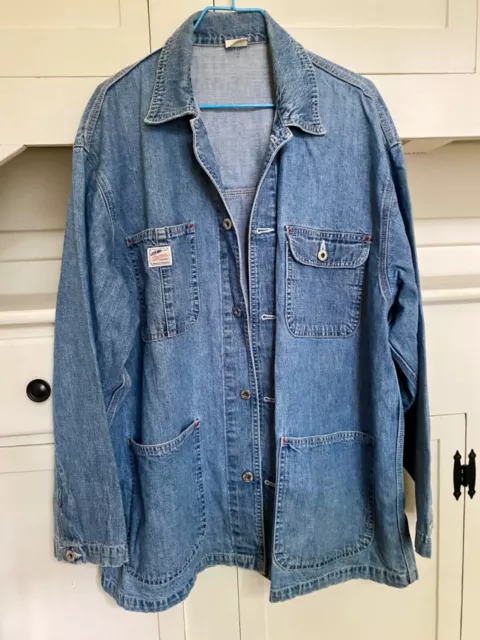 Men's Vintage 90s GAP Light Denim Chore Coat Jacket Faded Oversized Workwear  XS