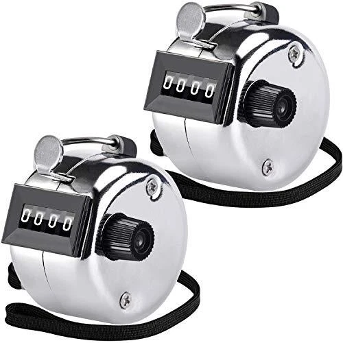 Clicker Counter 2 Pack Metal Tally Counter 4-Digit Number Count Clicker Count...