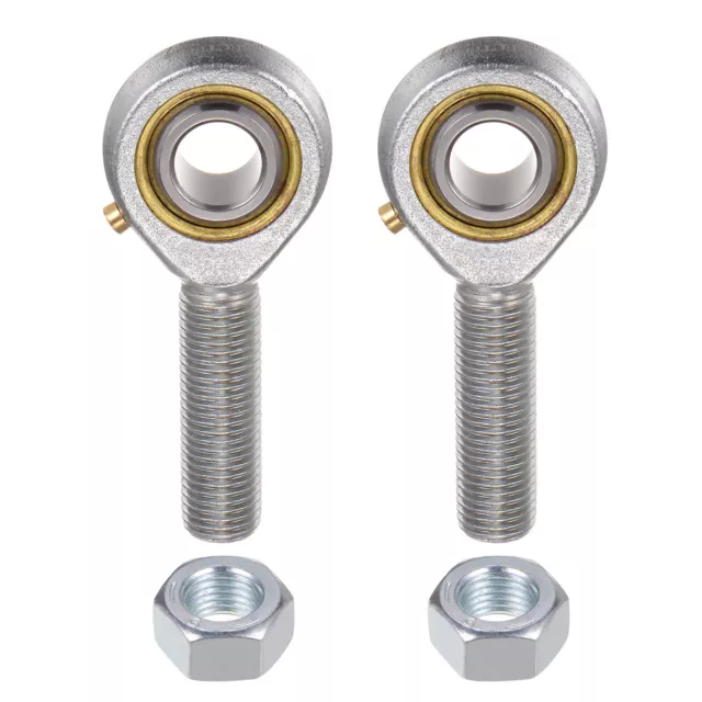 2pcs POSB7 Male Rod End 7/16" Bore and 7/16-20 Right Hand Thread with Jam Nut