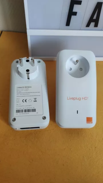 Paire CPL Orange Liveplug HD+ 200 Mbits/s0.2 Gbps gigabit megabit prise  ethernet