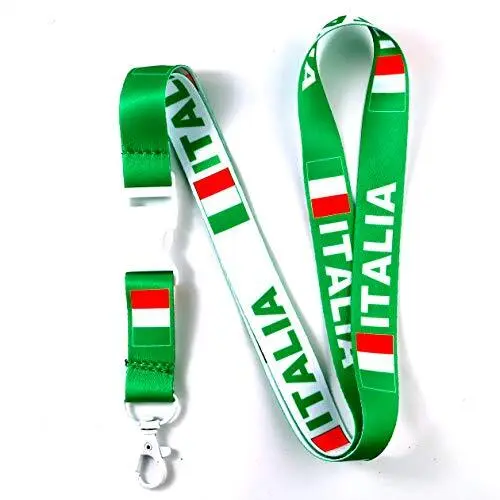 Italia Italy Flag Reversible Lanyard Keychain with Quick Release Snap Buckle ...