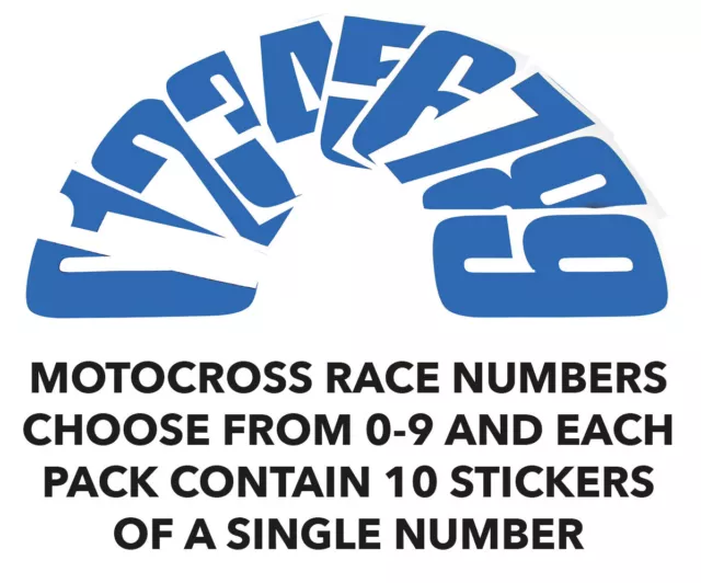 6" Motocross Enduro Off Road Self Adhesive Background Race Number Stickers Blue