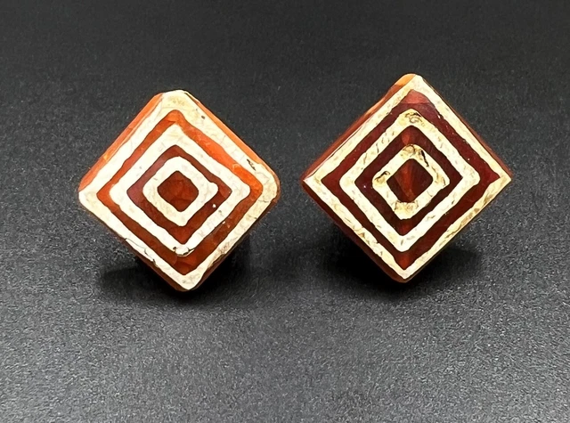 Old South East Asian Burmese Pyu Pagan Antique Etched Painted Agate Stone Beads