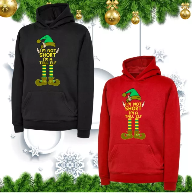 I'm Not Short I'm Tall Elf Hoodie Christmas Novelty Funny Xmas Festival Elf Top