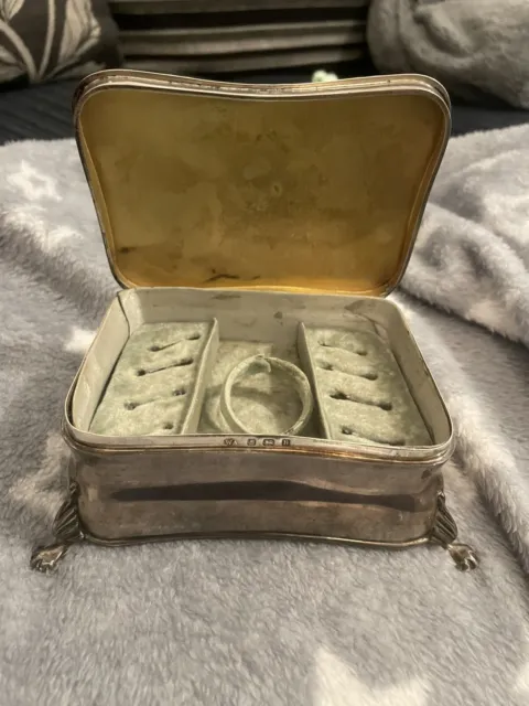 Antique Edwardian Silver Jewellery Box William Aitken 1907 240 Grams Bow Design
