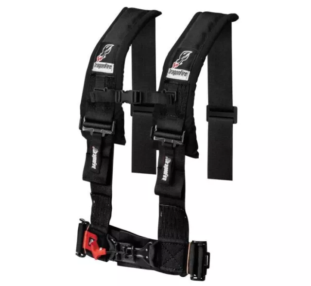 DragonFire Racing Black H-Style 3" Buckle Harness Restraints - 521354