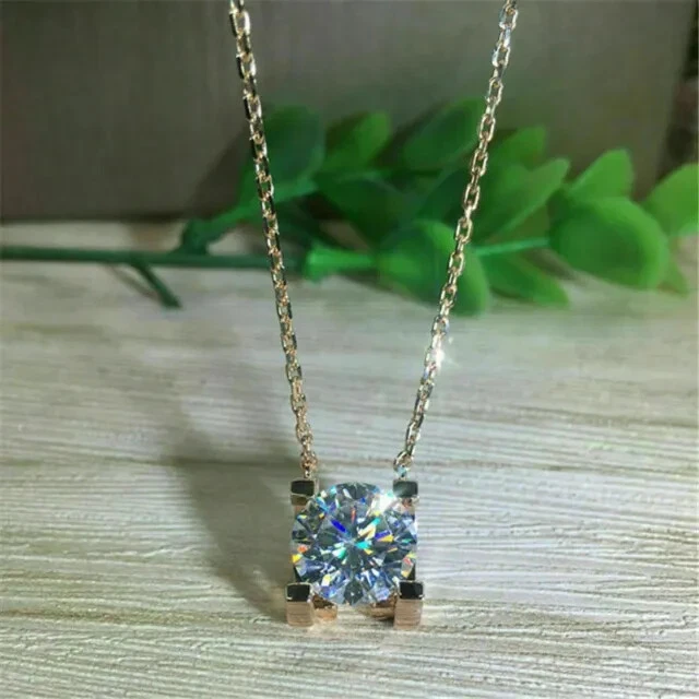 2 Ct Round Cut Simulated Diamond Women Solitaire Pendant 14K Yellow Gold Plated