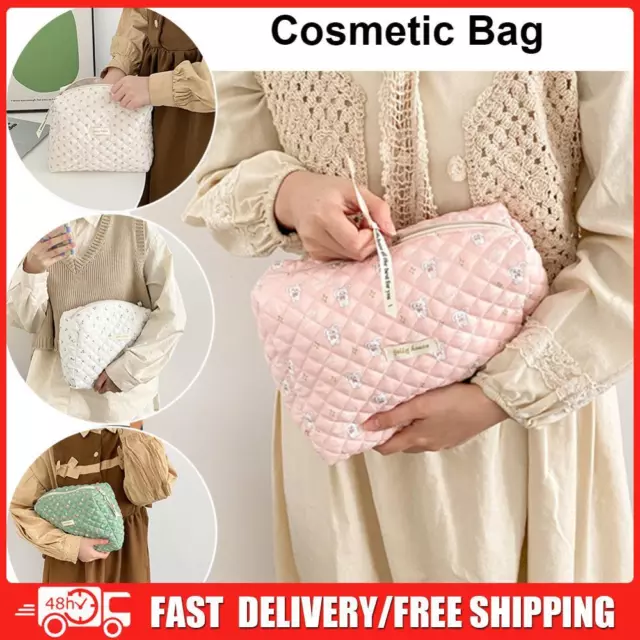 Women Cosmetic Bag Zipper Makeup Handbags Floral Print Large Capacity for Travel