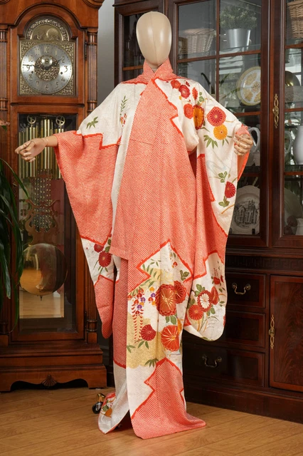Dear Vanilla Japanese Silk Furisode Kimono Women's Authentic Japan Made Vintage