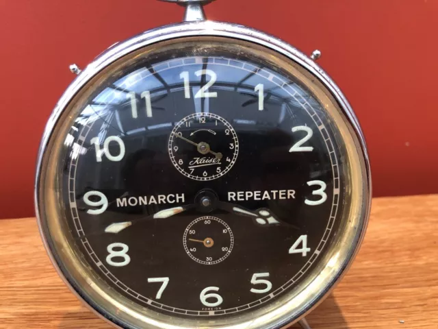 Vintage Chrome Kaiser Monarch Repeater Alarm Clock 2