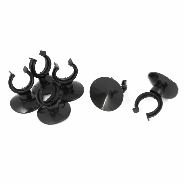 Aquarium Fish Tank 21mm Dia Airline Tubing Suction Cup Holders Black 6 Pcs