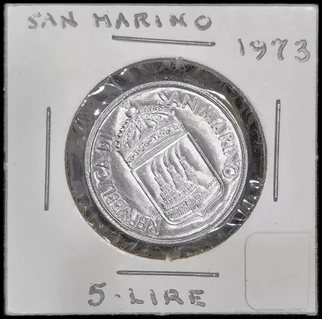 1973 San Marino 5 Lire Commemorative Peace Series Aluminum Uncirculated Coin