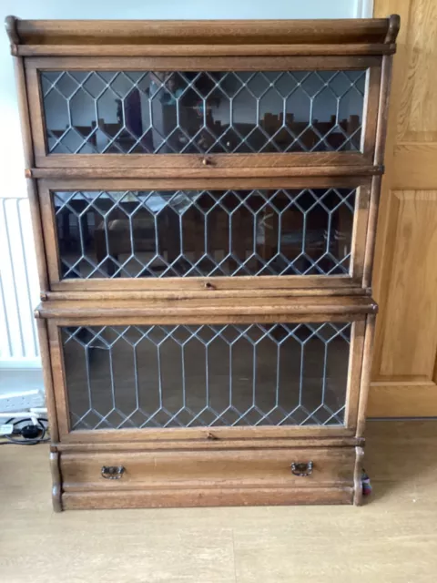 Globe Wernicke oak vintage barristers bookcase with leaded