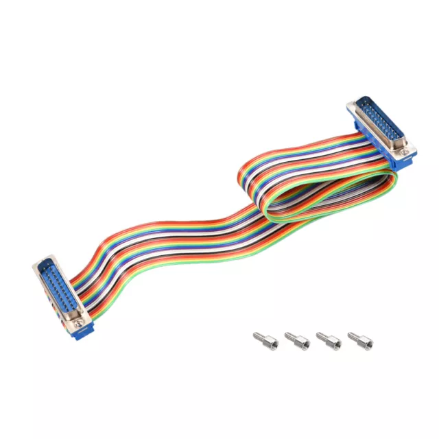 IDC Rainbow Wire Flat Ribbon Cable DB25 M/M Connector 2.54mm Pitch 19.7inch Long