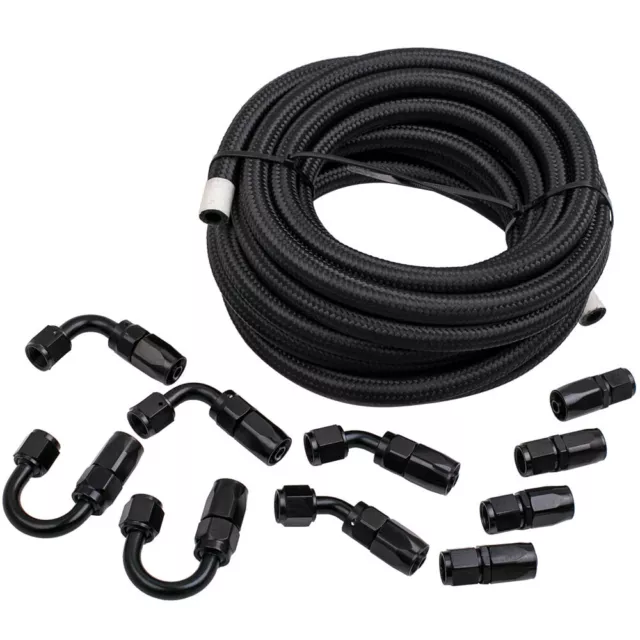 AN6 -6AN Fitting Stainless Steel Nylon Braided Oil Fuel Line Return Line 20FT