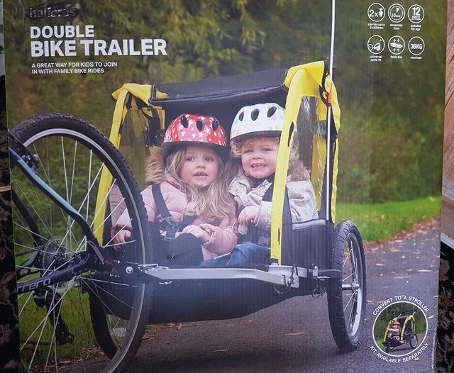 HALFORDS DOUBLE CHILD Pet Bicyle Bike Trailer Brand New in box 89.00 PicClick UK