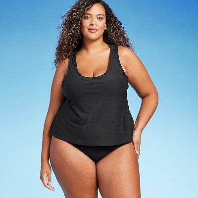 Women's Tie Back Tankini Top - Kona Sol Black 2X