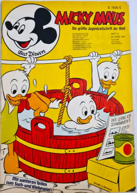 Micky Maus Comic Heft Nr.12 mit GS+SB+ Beilage Werbe Seite 1973 Z 2-3 (093)