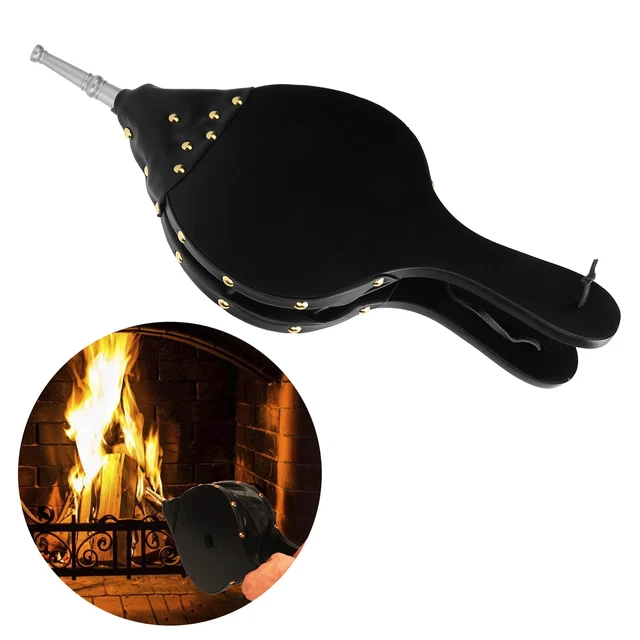 Nozzle Fireplace Bellows Manual Wood Blower For Outdoor Camping BBQ(Silver)