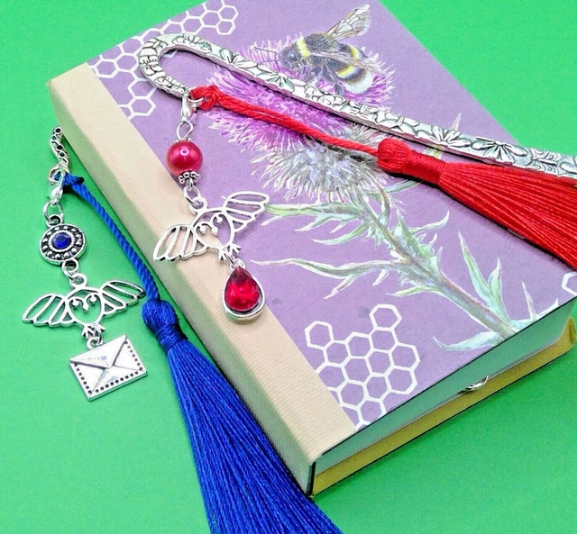 OWL MESSAGE GEM +Tassel Metal BOOKMARK *FREEPOST* Gift HARRY POTTER READERS XMAS